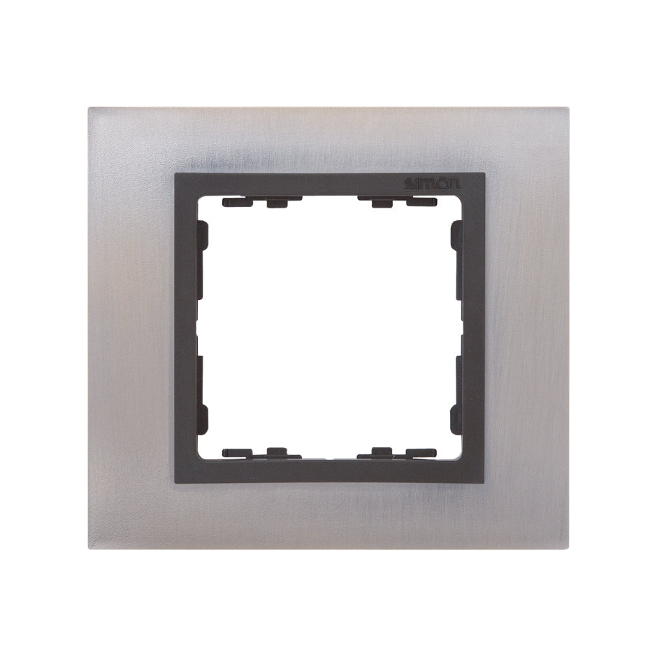 82817-37 - Marco para 1 elemento acero inox interior grafito Simon 82 Nature