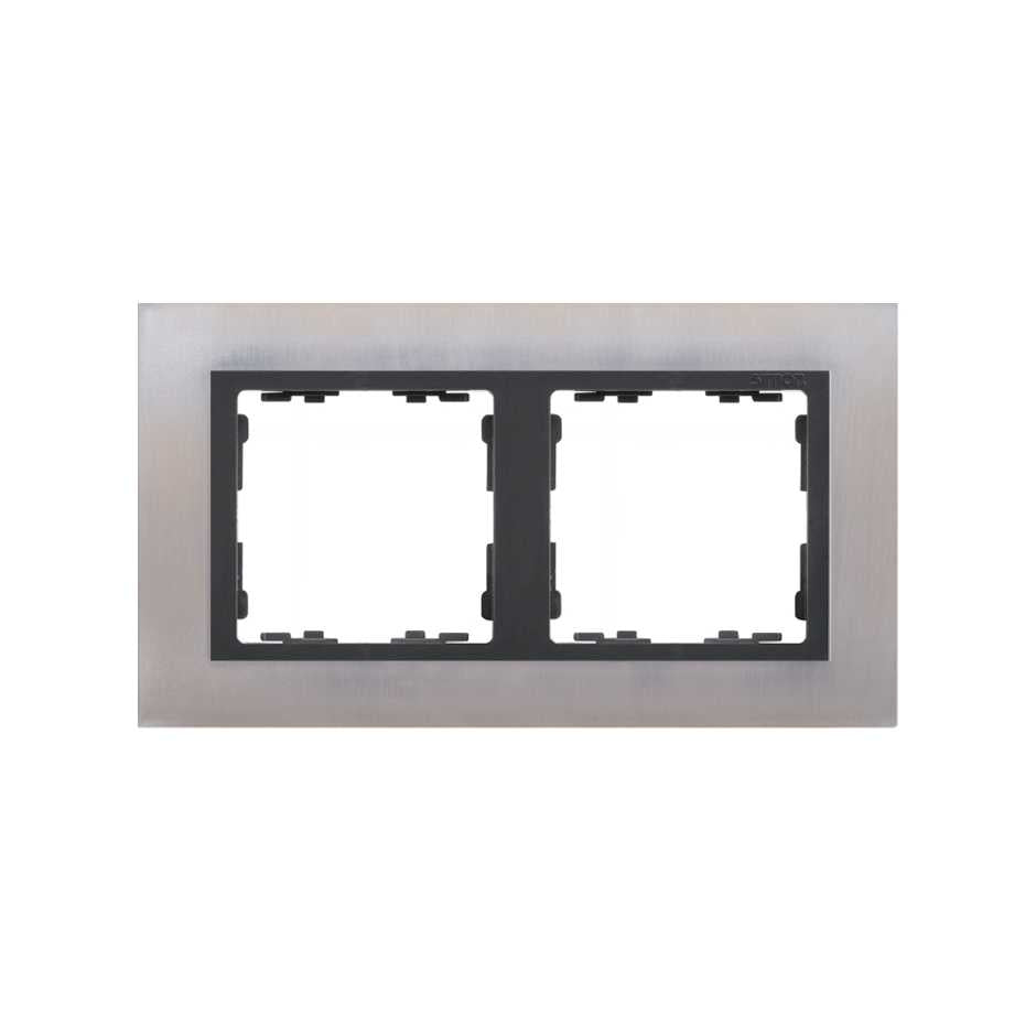 82827-37 - Marco para 2 elementos acero inox interior grafito Simon 82 Nature