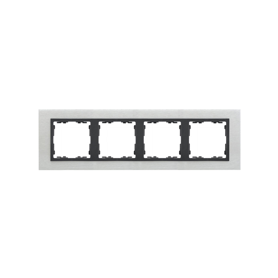 82847-31 - Marco para 4 elementos inox mate interior grafito Simon 82 Nature