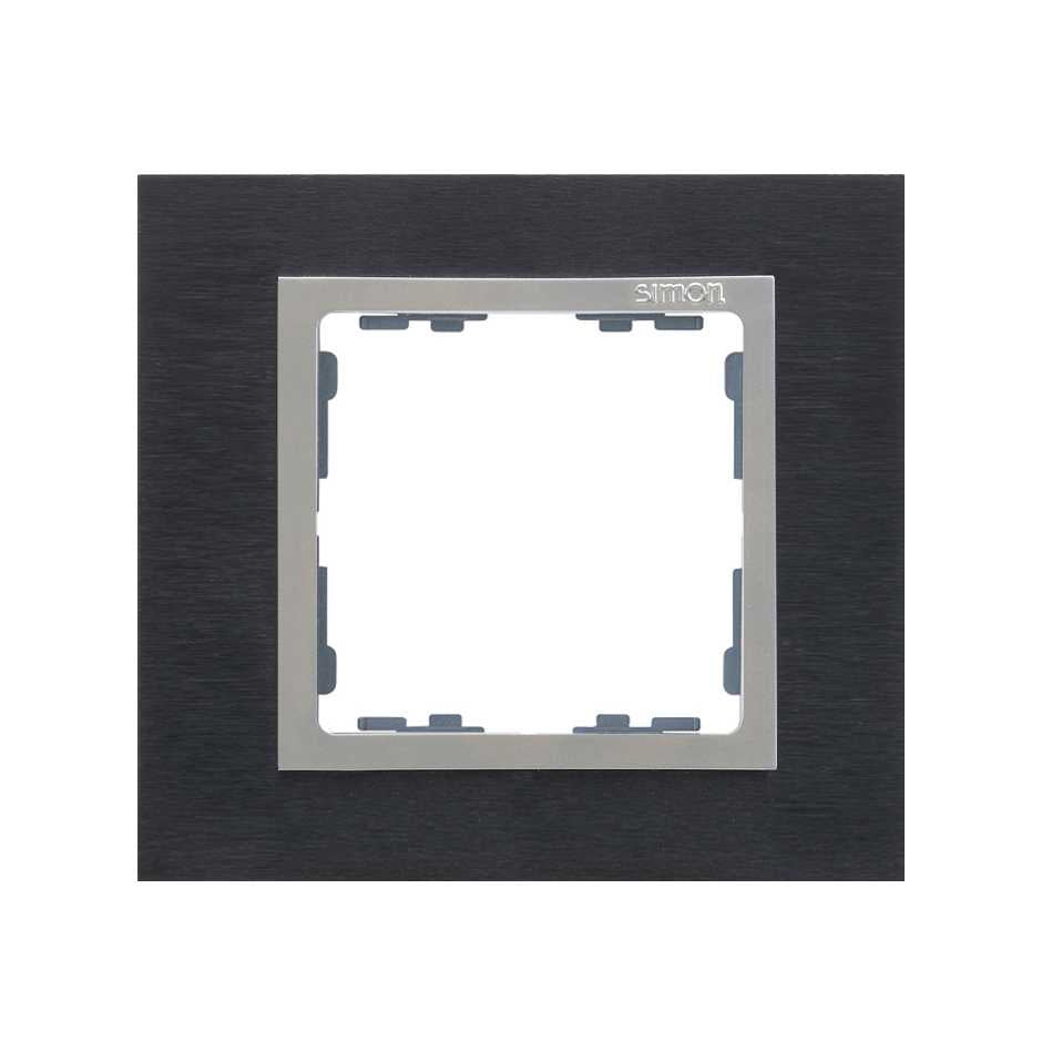 82917-38 - Marco para 1 elemento inox negro interior aluminio Simon 82 Nature