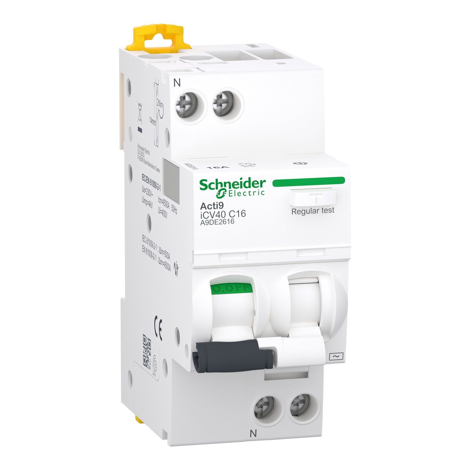 A9DE2616 - Combinado Magnetotérmico + Diferencial Un Polo + Neutro Acti9 iCV40 1P + N 16A 30mA AC 4,5kA Schneider