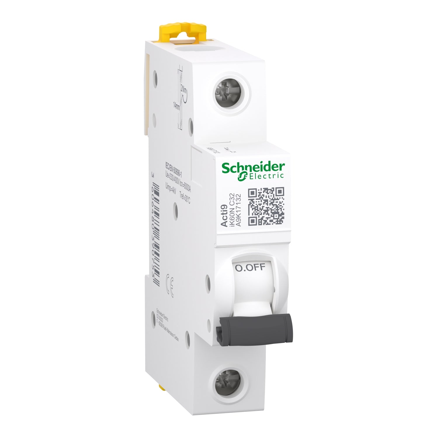 A9K17132 - Interruptor Magnetotérmico Unipolar Acti9 iK60N 1P 32A Curva C Schneider