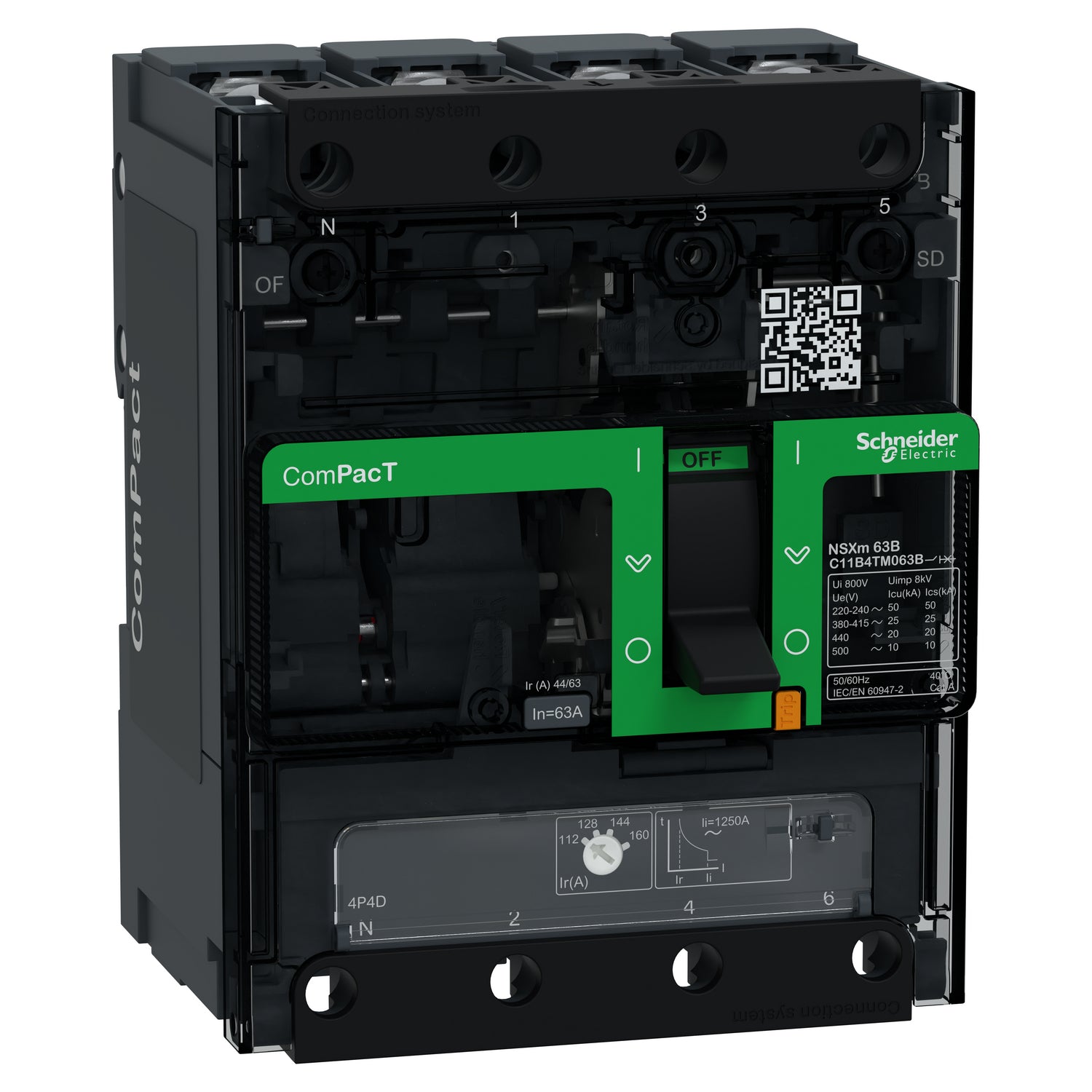 C11B4TM063B - Interruptor Caja Moldeada Completo ComPacT NSXm100B 25kA AC 4P4R 63A TMD BUSBAR Schneider