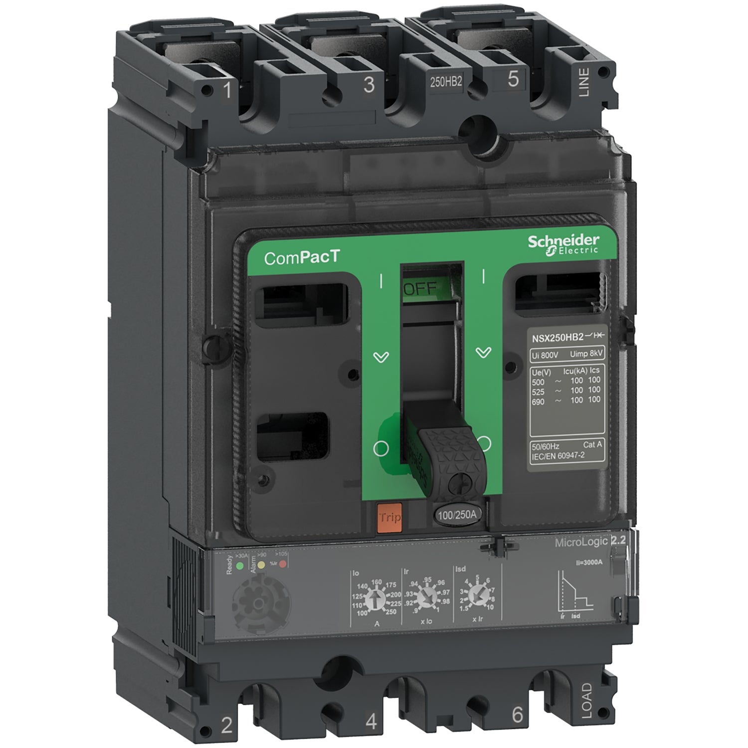 C25F32D250 - Interruptor Caja Moldeada Completo ComPacT NSX250F 36kA AC 3P3R 250A Micrologic 2.2 Schneider