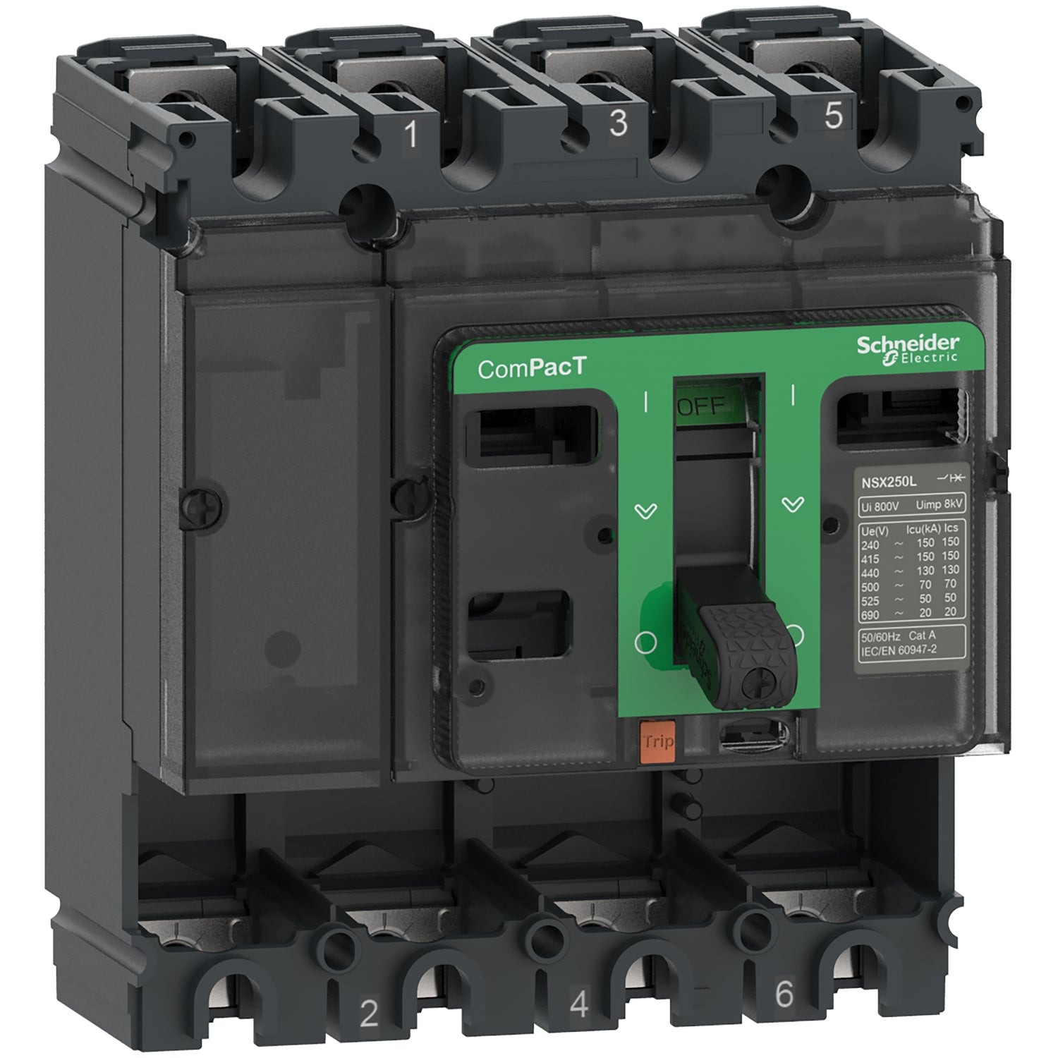 C25N4 - Bloque de Corte Caja Moldeada ComPacT NSX250N 50kA AC 4P 250A Schneider