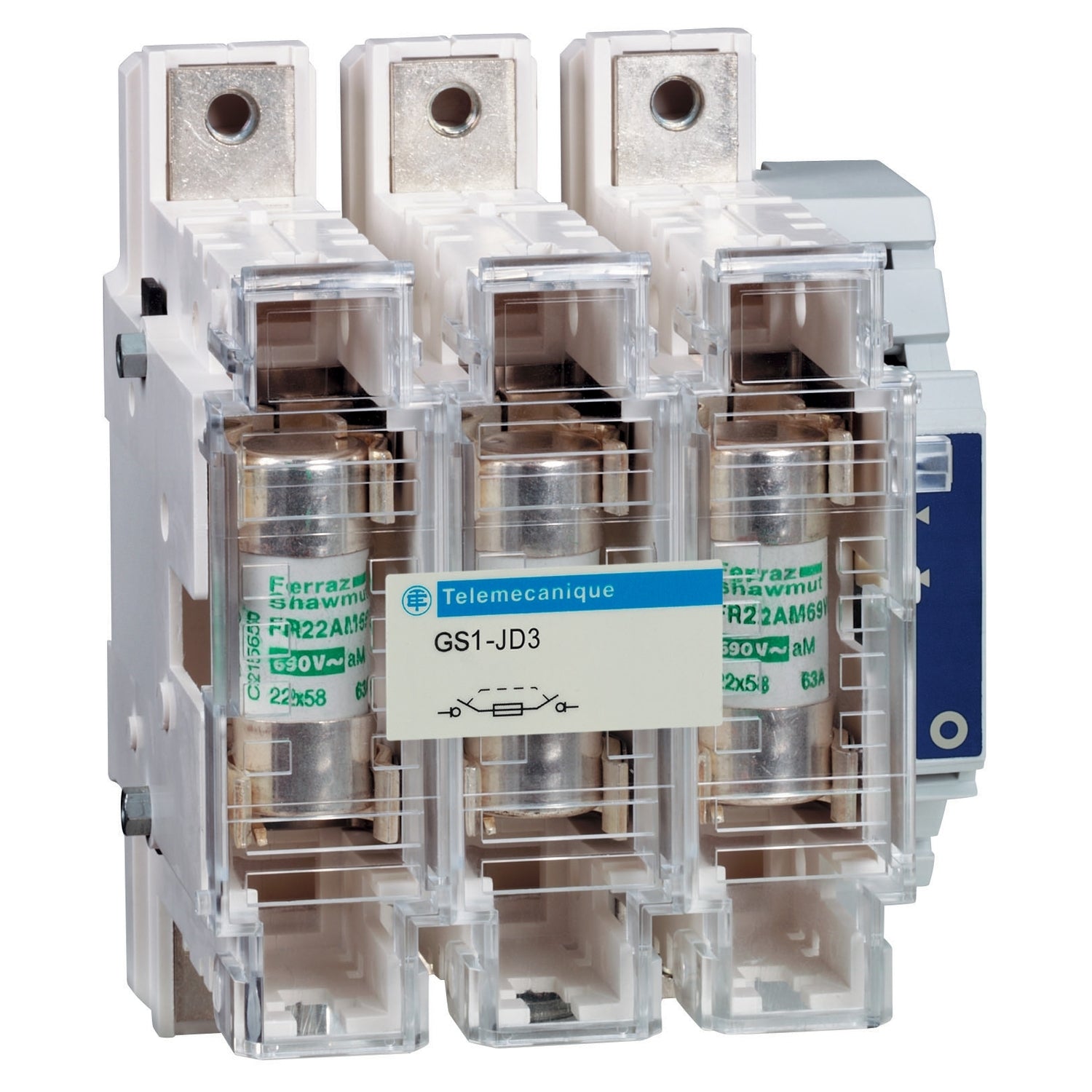 GS1JD3 - Fusible del desconector del interruptor Tesys GS 3P 3NO 100A 9W tipo fusible NFC tamaño 22x58 mm