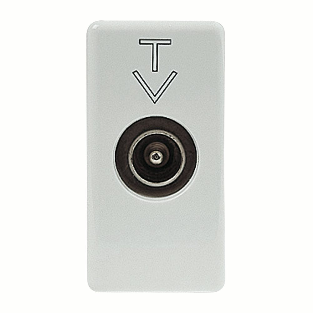 GW20386 - Base coaxiale tv pantella clase a a - conector iec macho 9,5 mm - pasante 5 db - 1 módulo - system white Gewiss