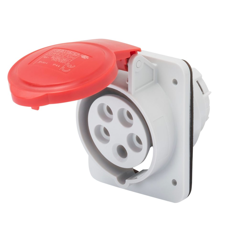 GW62210H - Base fija de empotrar a 10° hp - ip44/ip54 - 3p+n+t 16a 380-415v 50/60hz - rojo - 6h - conexionado de tornillo Gewiss
