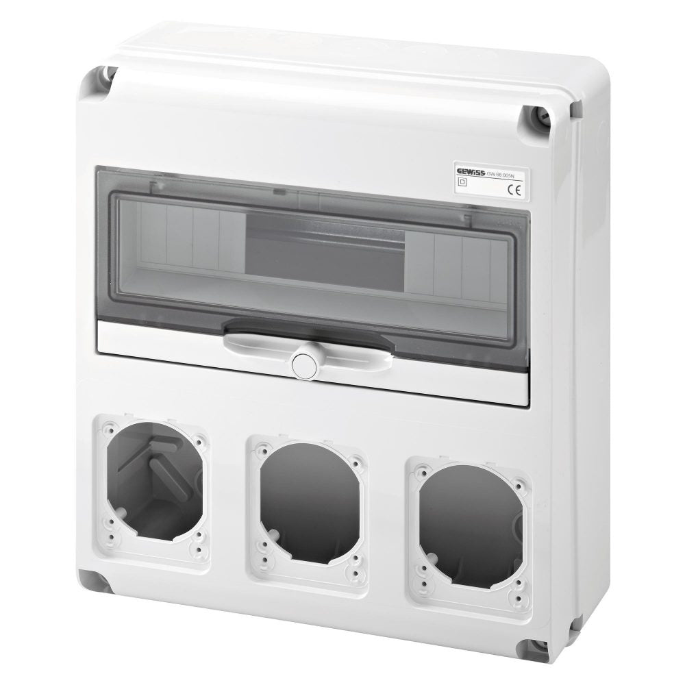 GW68005N - Cuadro eléctrico estanco Q-din 14 módulos - 3 bases alojables iec 309 16/32a ip44/67 - ip65 Gewiss