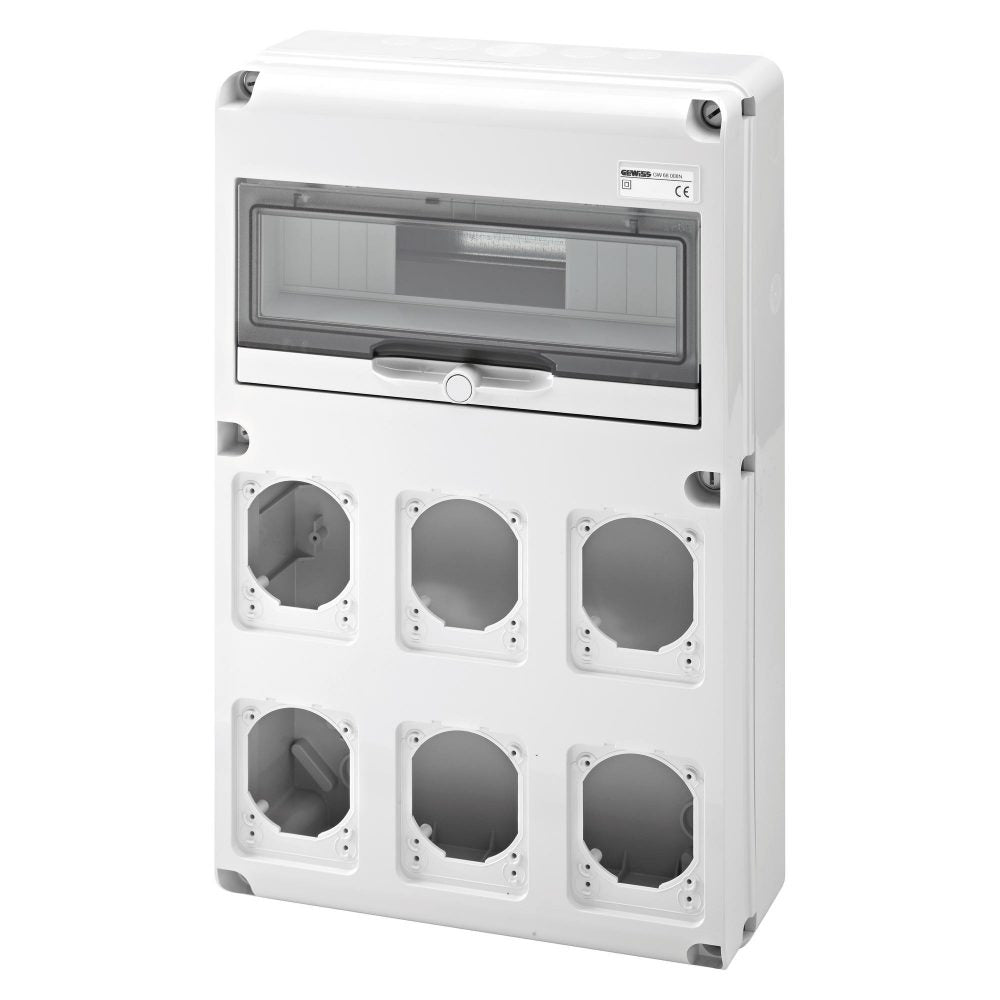 GW68008N - Cuadro eléctrico estanco Q-din 14 módulos - 6 bases alojables iec 309 16/32a ip44/67 - ip65 Gewiss