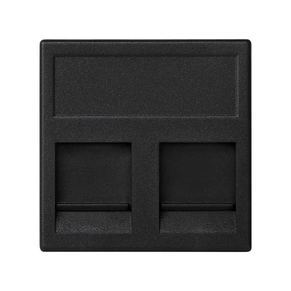 KB69/14 - Placa de voz y datos plana con guardapolvo de 1 elemento para 2 conectores RJ45 de Panduit® negro Simon K45