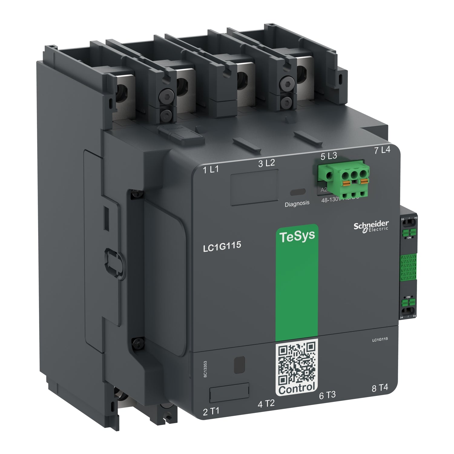 LC1G1504KUEN - Contactor TeSys LC1G 150A 440V 4P AC3 Estándar bobina 100-250V CA-CC Schneider