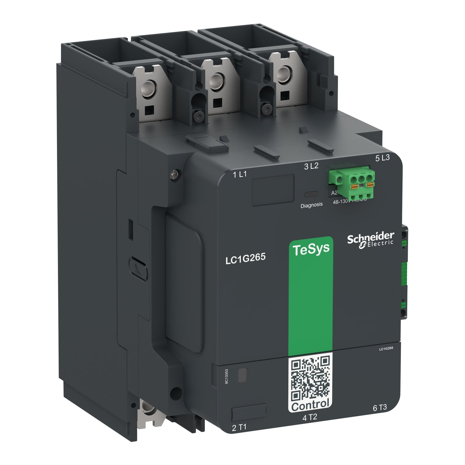 LC1G265KUEN - Contactor TeSys LC1G 265A 440V 3P AC3 Estándar bobina 100-250V CA-CC Schneider