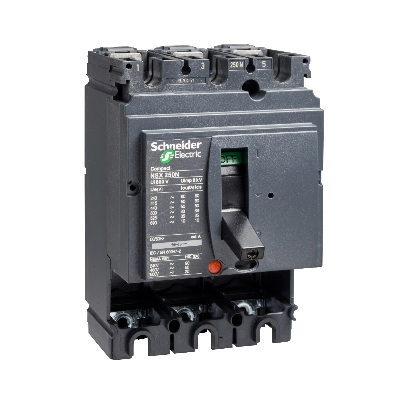 LV429006 - Bloque de Corte Caja Moldeada ComPacT NSX100N 50kA 3P 100A Schneider