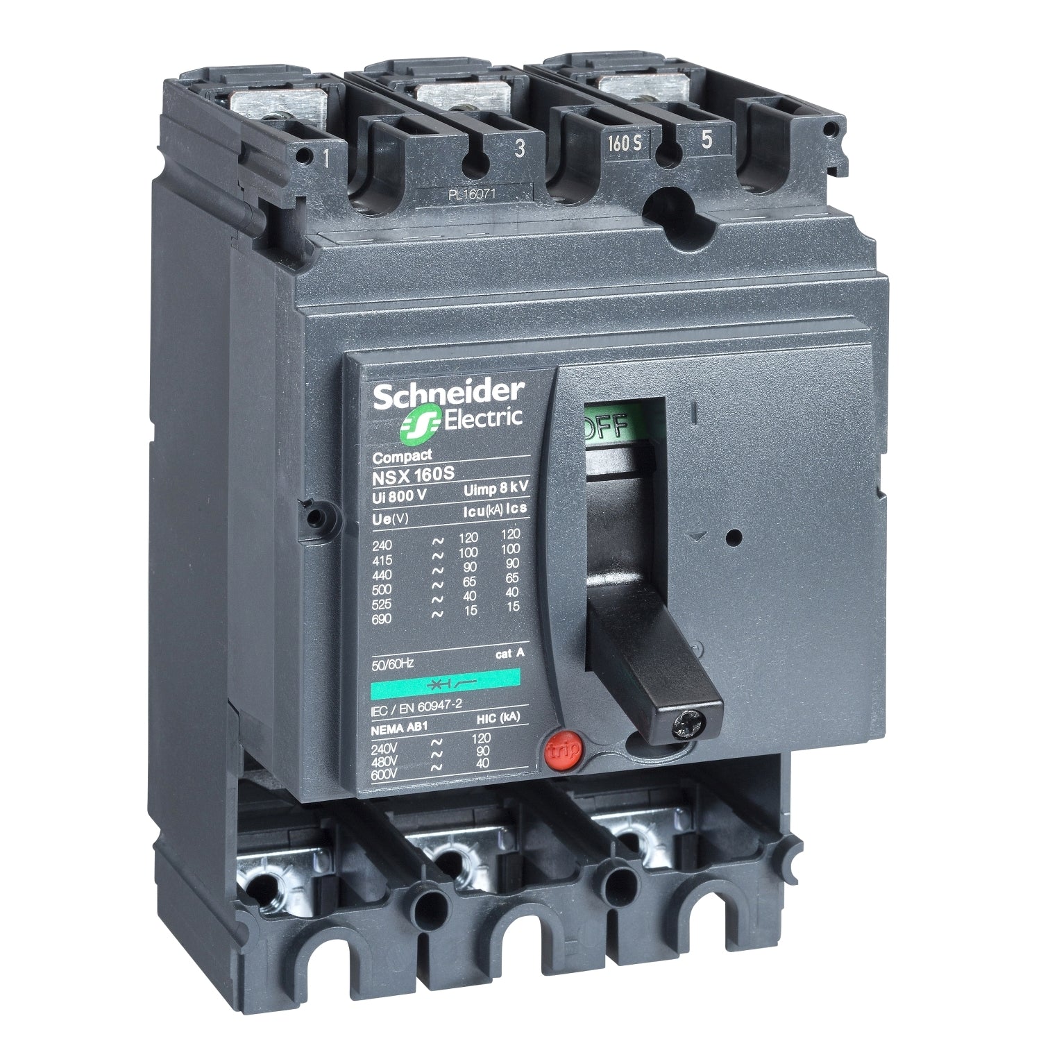 LV430391 - Bloque de Corte Caja Moldeada ComPacT NSX160S 100kA 3P 160A Schneider