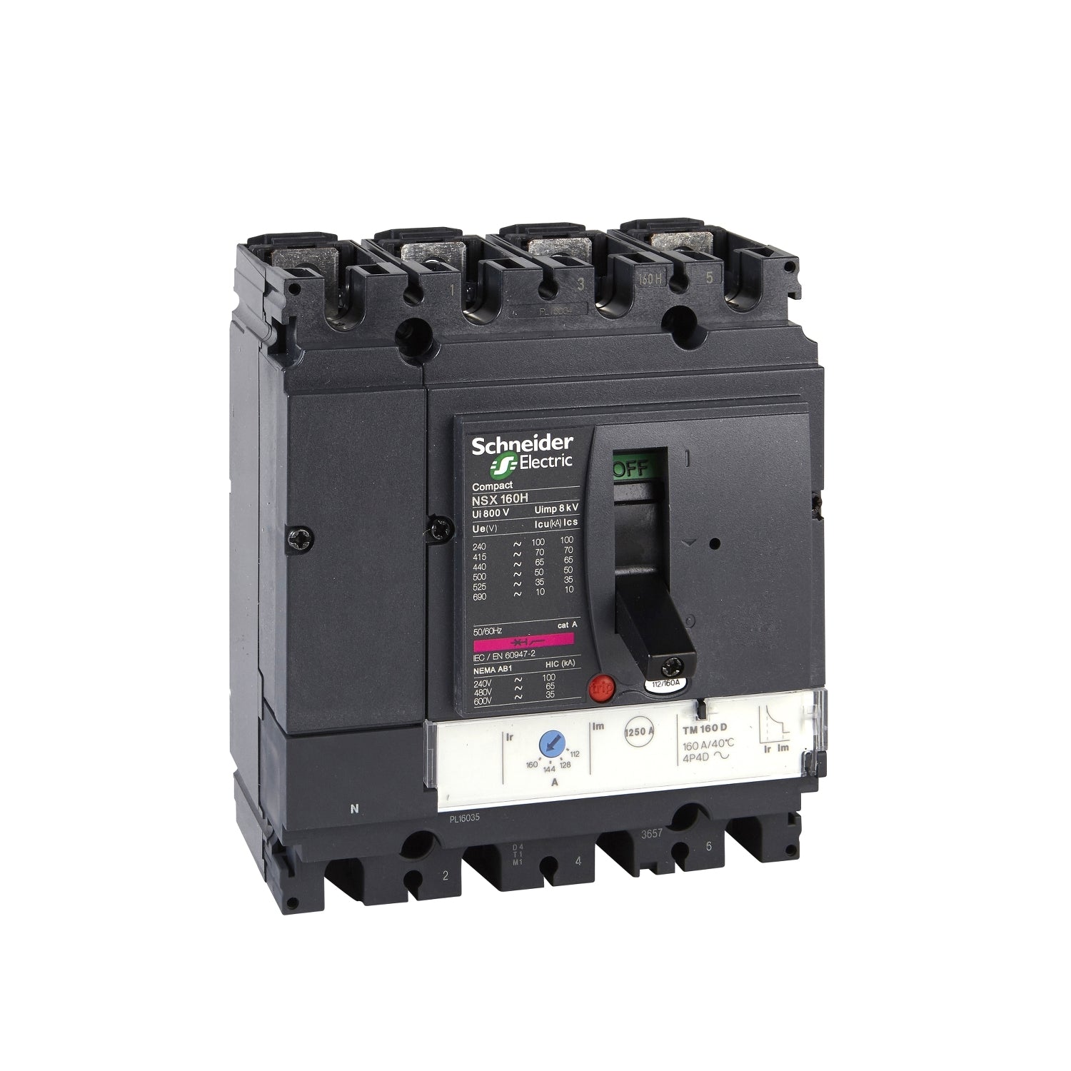 LV430683 - Interruptor Caja Moldeada Completo NSX160H TM80D 4P3R Schneider