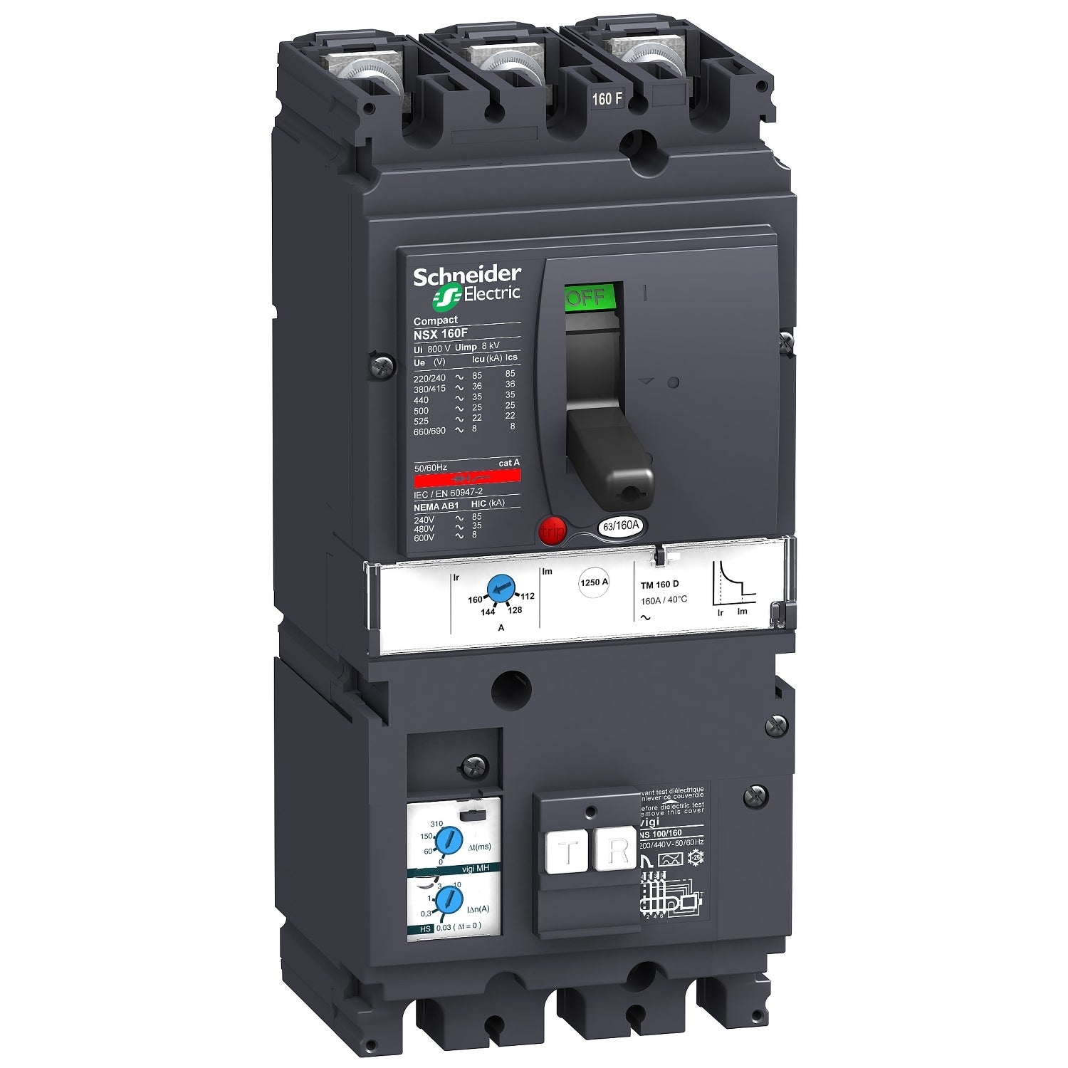 LV430931 - Interruptor Caja Moldeada NSX160F Vigi MH TM125D 3P3D VigiCOMPACT Schneider