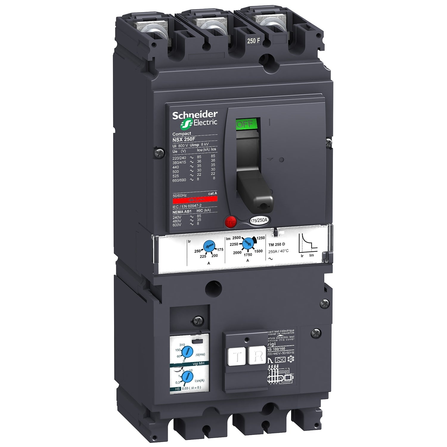 LV431931 - Interruptor Caja Moldeada NSX250F Vigi MH TM200D 3P3D VigiCOMPACT Schneider
