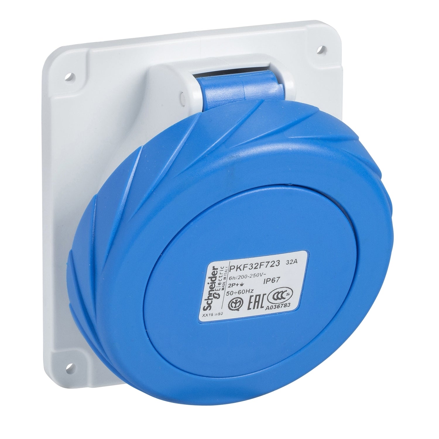 PKF16F724 - PratiKa socket - screw - angled - 16A - 3P + E - 200...250 V AC - panel Schneider