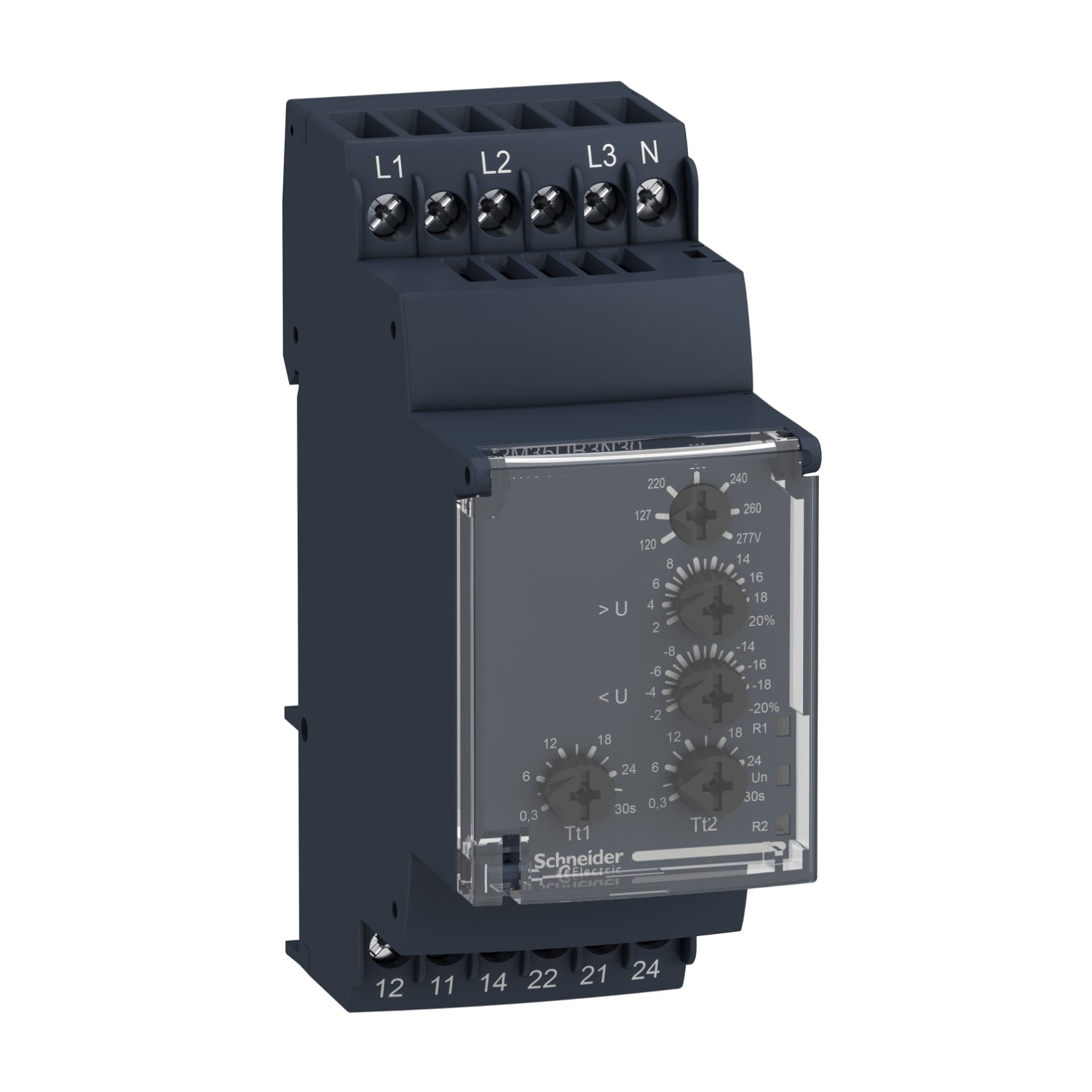 RM35UB3N30 - Relé de control de tensión trifásico modular 5A 2 NANC 120...277V CA Schneider
