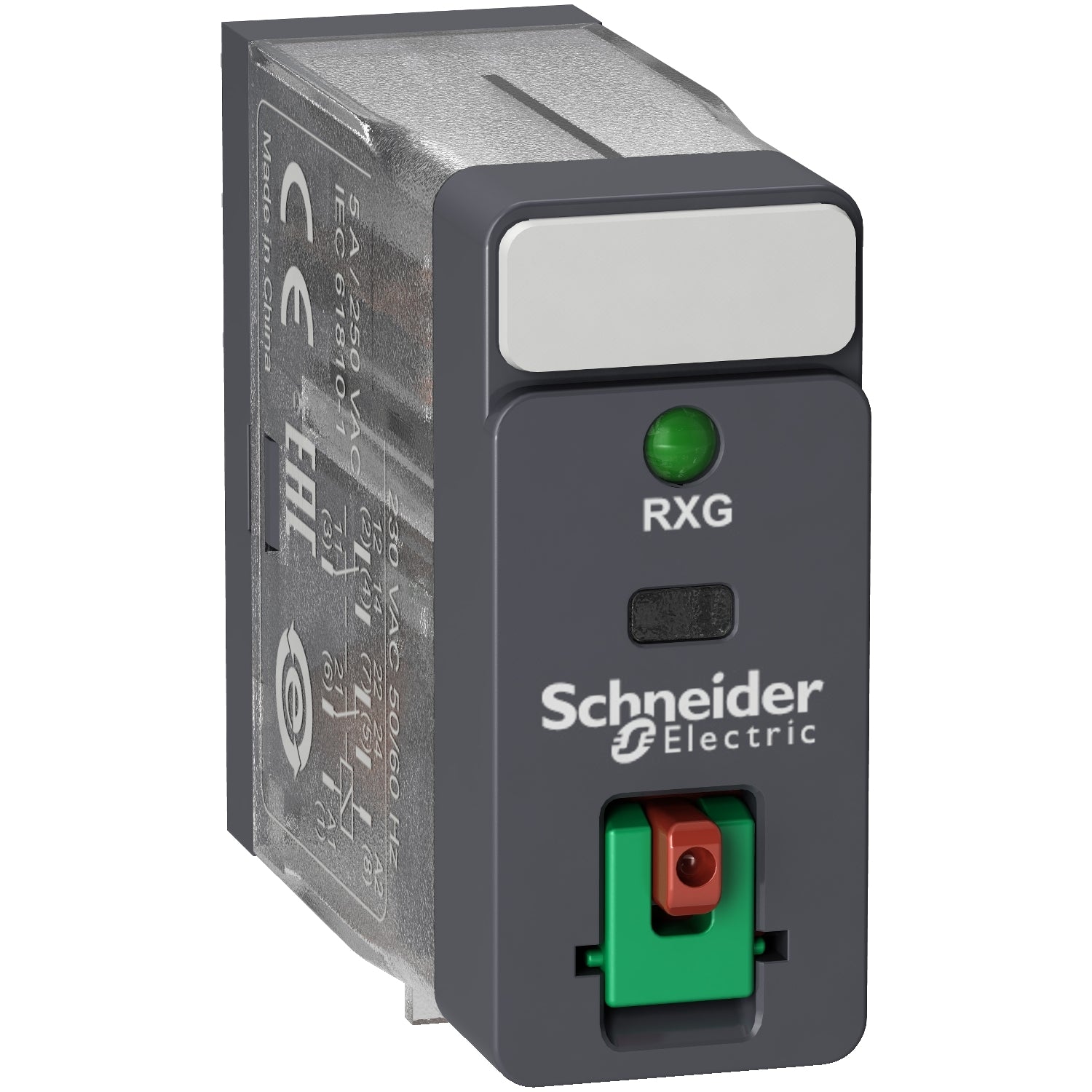 RXG22P7 - Relé Electromecánico de potencia 2c/o 5A botón test led 230V CA Schneider