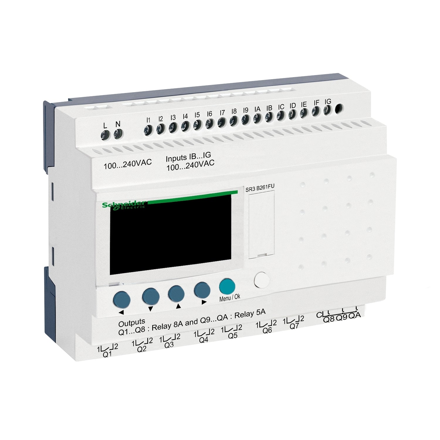 SR3B261FU - Zelio Logic - Relé programable modular Zelio Logic - 26 e s - 100..240 v ca - reloj - pantalla Schneider