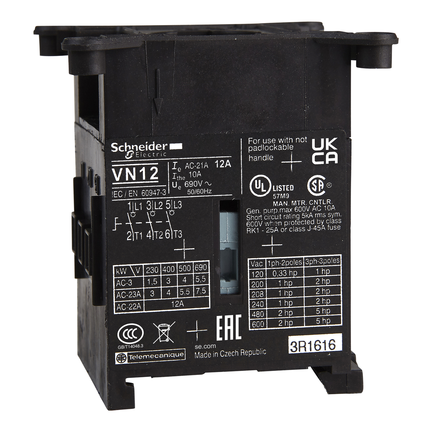 VN12 - Mini desconector de conmutador para base Vario 3P 12 A