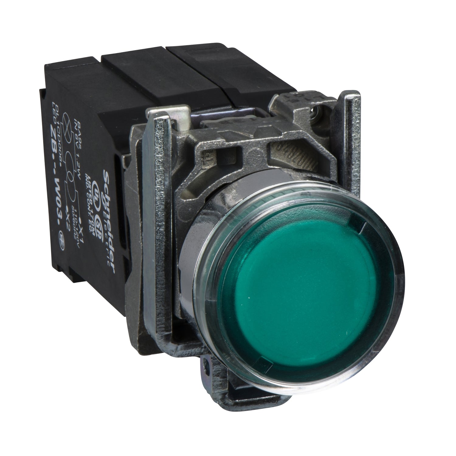 XB4BW3345 - Pulsador luminoso Harmony XB4 - transformador 230v na+nc verde Schneider