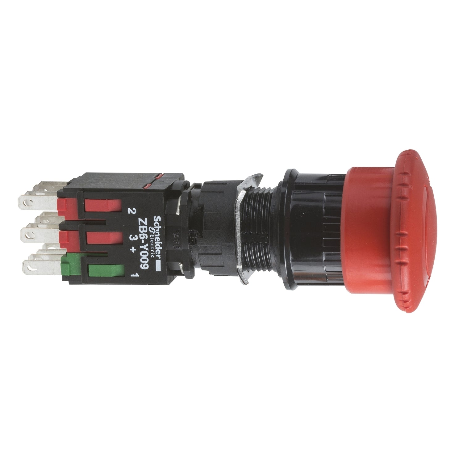 XB6AS8349B - Pulsador de parada Harmony XB6 - de ø16 gatillo de bloqueo a su vez liberan rojo ø30 emergencia 1 na + 2 nc Schneider