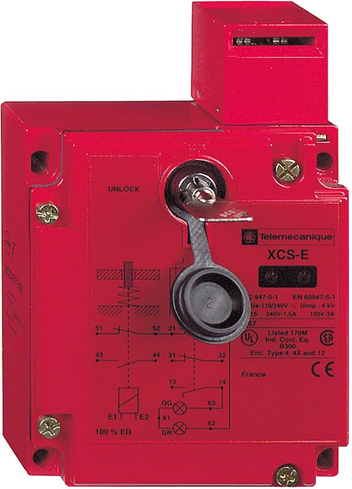 XCSE7331 - Interruptor de seguridad metálico XCSE, 2NC+1 NO, ruptura lenta, 2 entradas roscadas Pg 13, 110/120 V Telemecanique