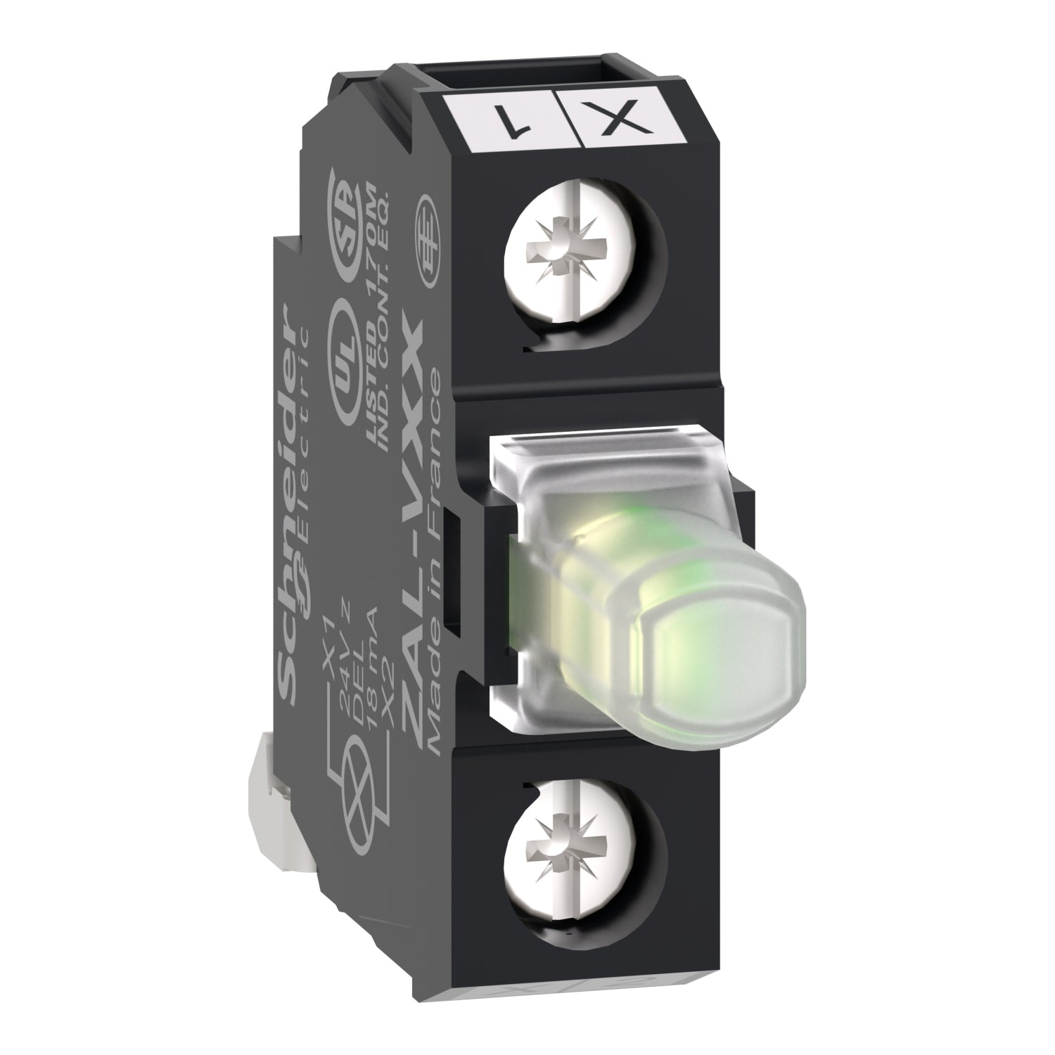 ZALVM1 - Bloque luminoso Harmony XALD XALK blanco para cabeza de 22mm LED universal montaje en la parte posterior de la caja 24V AC/DC Schneider