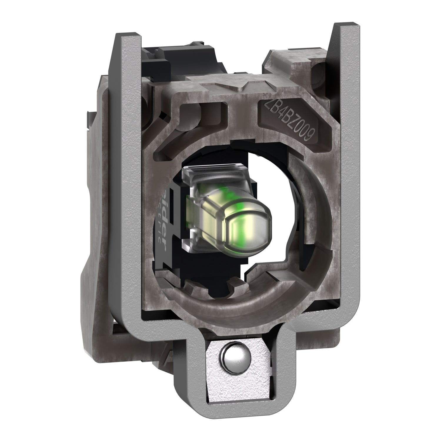ZB4BVB1 - Conjunto cuerpo/bloque luminoso completo Harmony XB4 metálico blanco LED universal cuerpo/anillo de fijación 24V AC/DC Schneider
