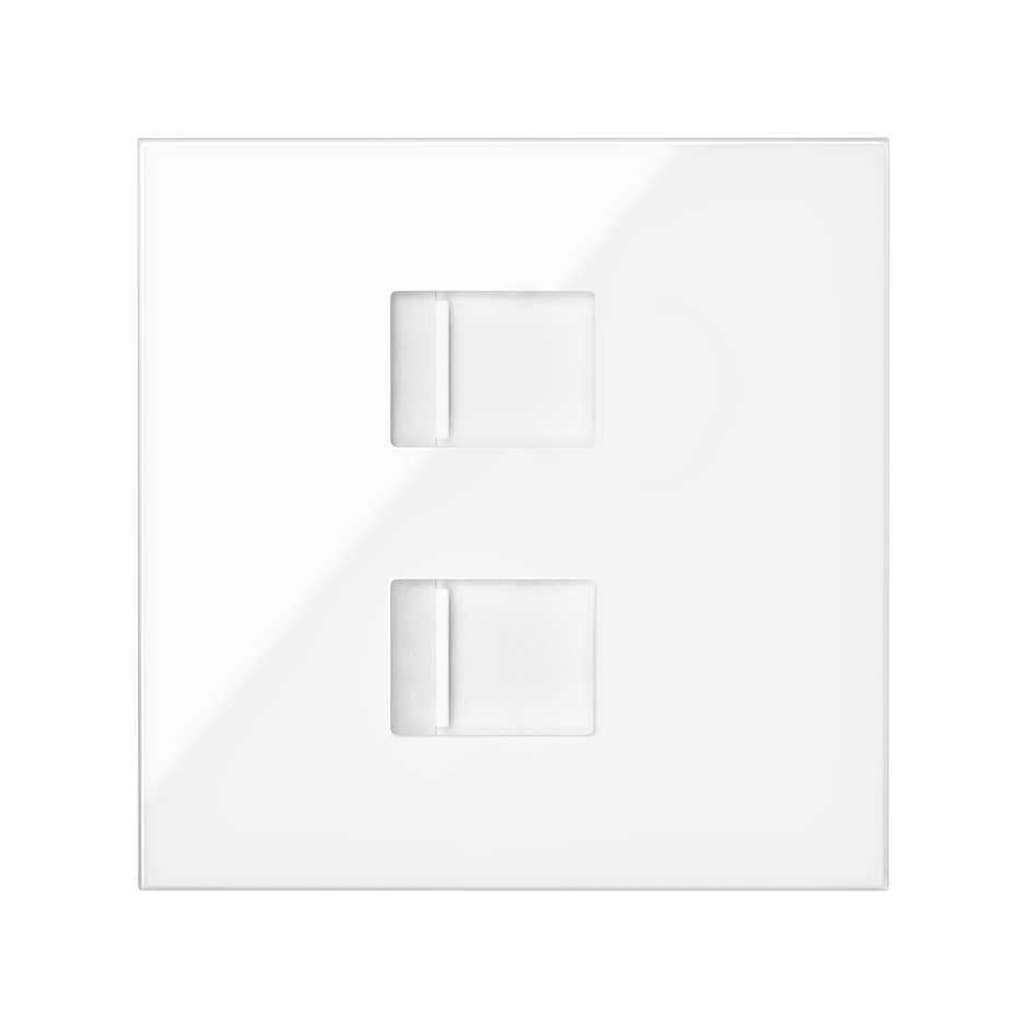 10000006-130 - Tapa de voz y datos con guardapolvo para 2 conectores RJ45 blanco brillante Simon 100
