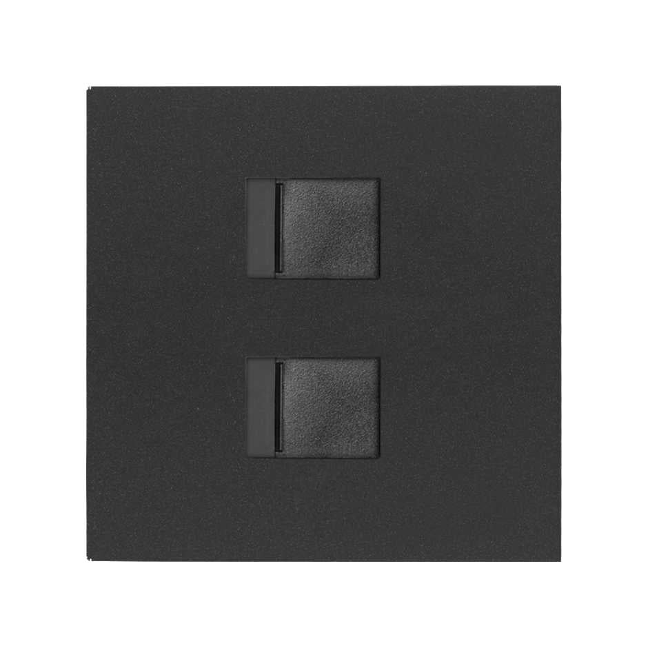 10000006-238 - Tapa de voz y datos con guardapolvo para 2 conectores RJ45 negro mate Simon 100