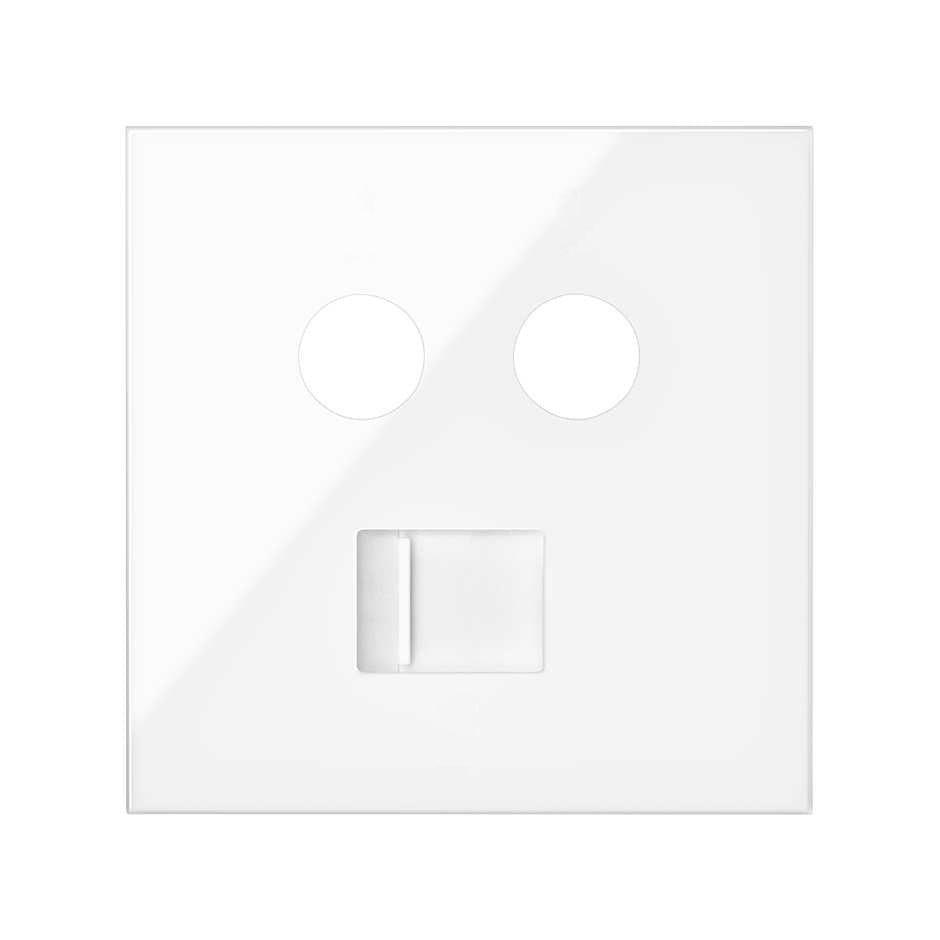 10000072-130 - Tapa para tomas inductivas de R-TV+SAT y de voz y datos RJ45 blanco brillante Simon 100