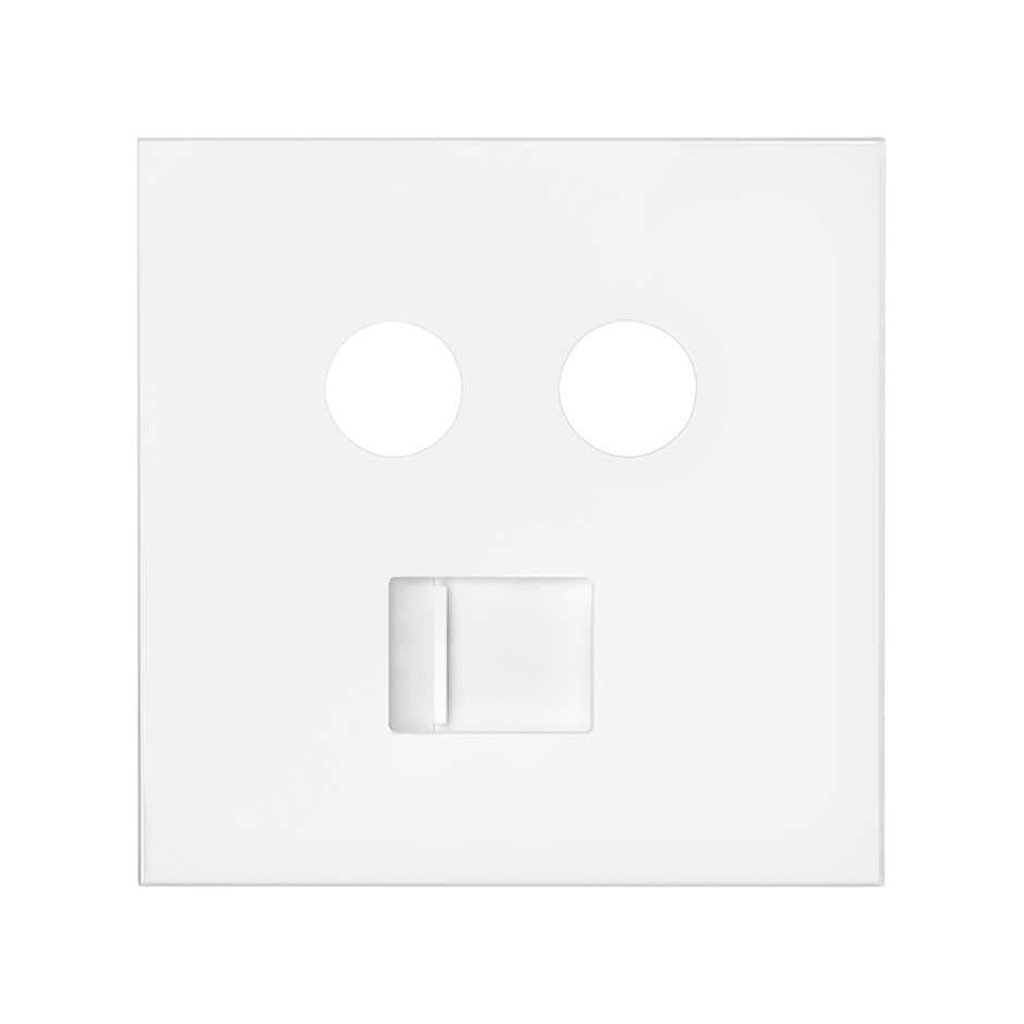 10000072-230 - Tapa para tomas inductivas de R-TV+SAT y de voz y datos RJ45 blanco mate Simon 100