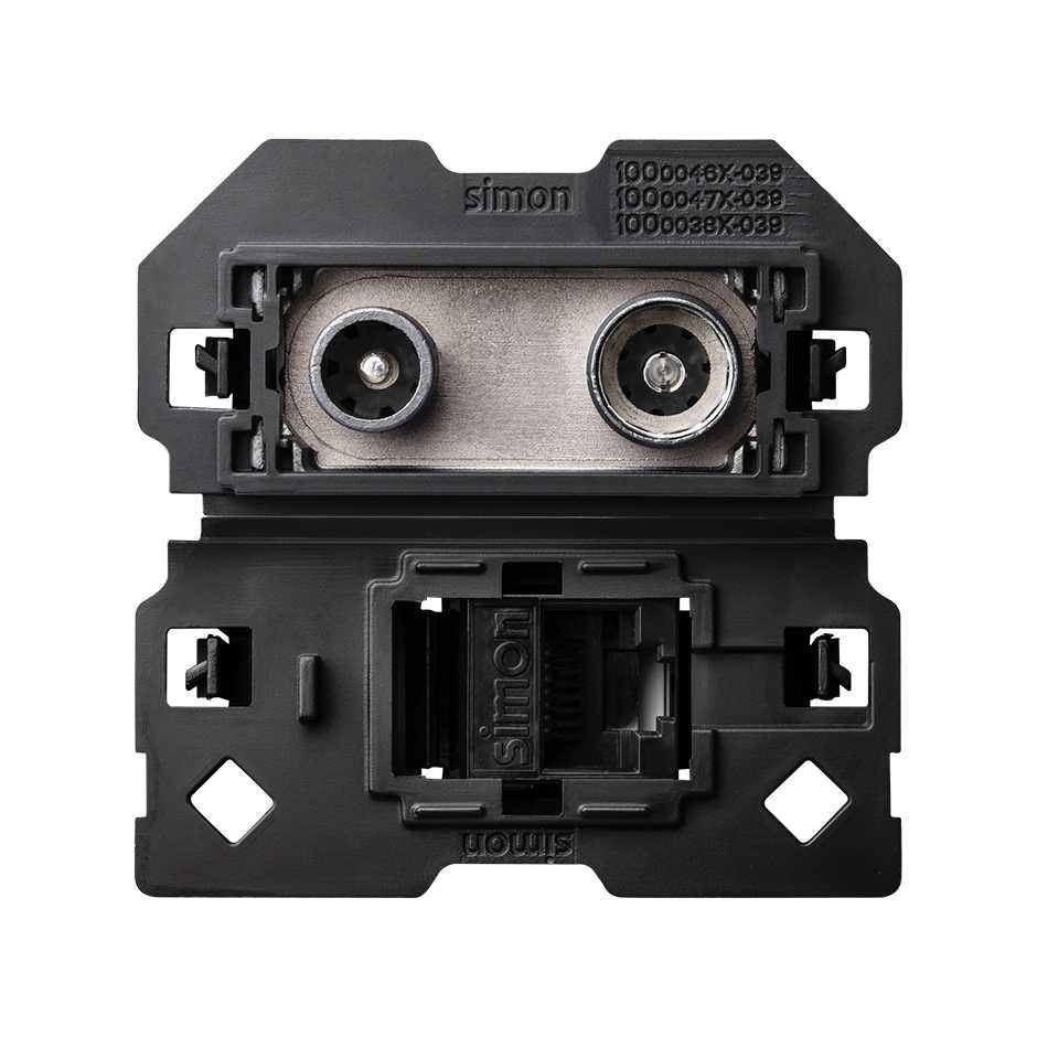 10000472-039 - Toma de señal modular R-TV+SAT final y de voz y datos RJ45 categoría 6 UTP Simon 100