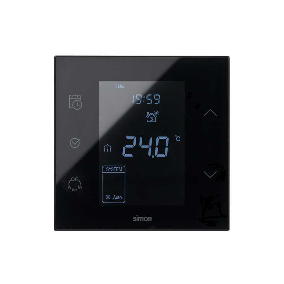 10000810-138 - Termostato negro brillante Simon 100