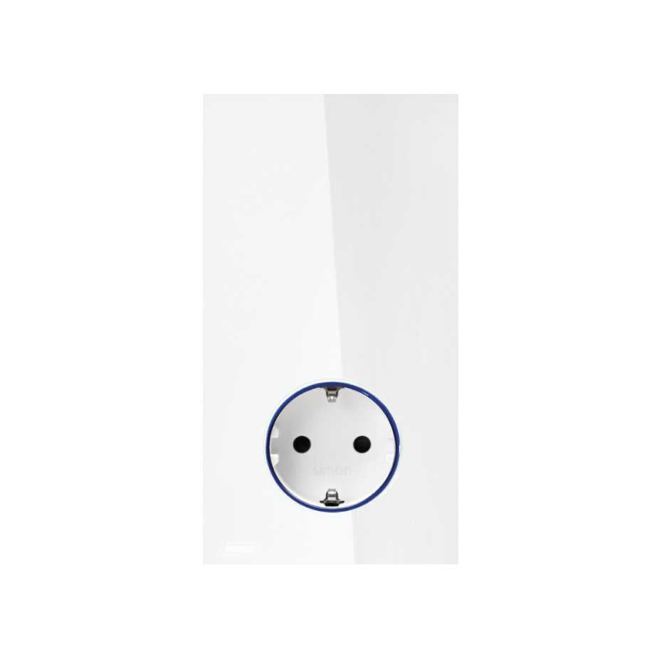 10032108-130 - Kit completo para 1 elemento con 1 base de enchufe schuko HUB PRO Simon iO blanco brillante Simon 100