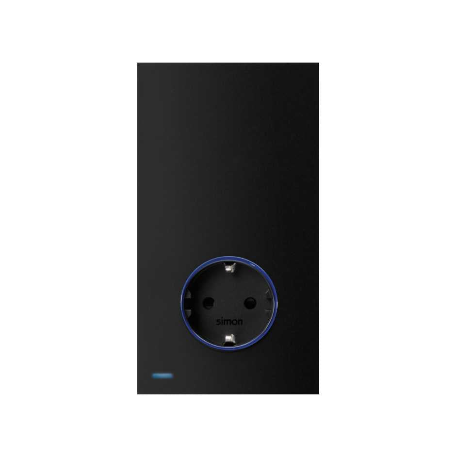 10032108-238 - Kit completo para 1 elemento con 1 base de enchufe schuko HUB PRO Simon iO negro mate Simon 100