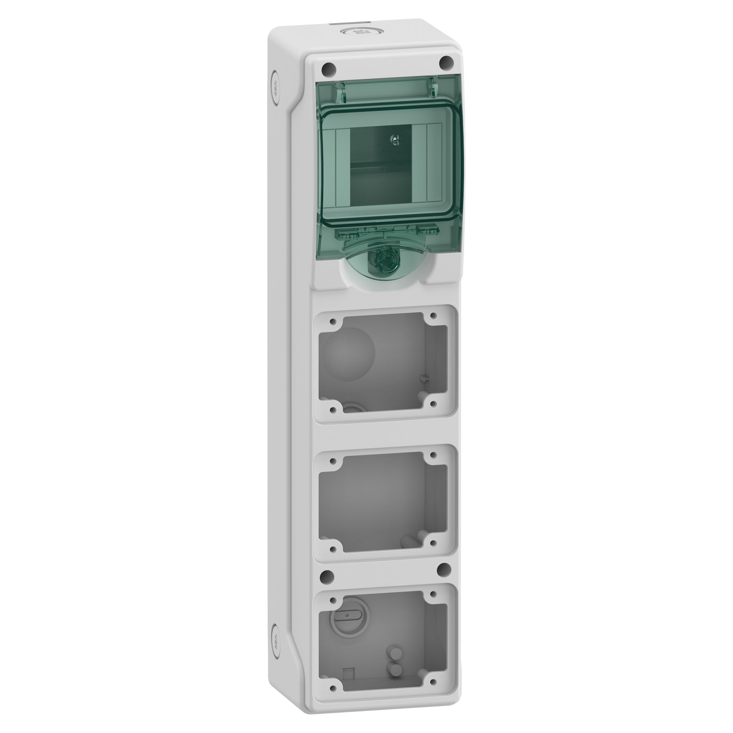 13177 - Cuadro eléctrico estanco Mureva 1 Fila x 4 Módulos con 3 aperturas Schneider