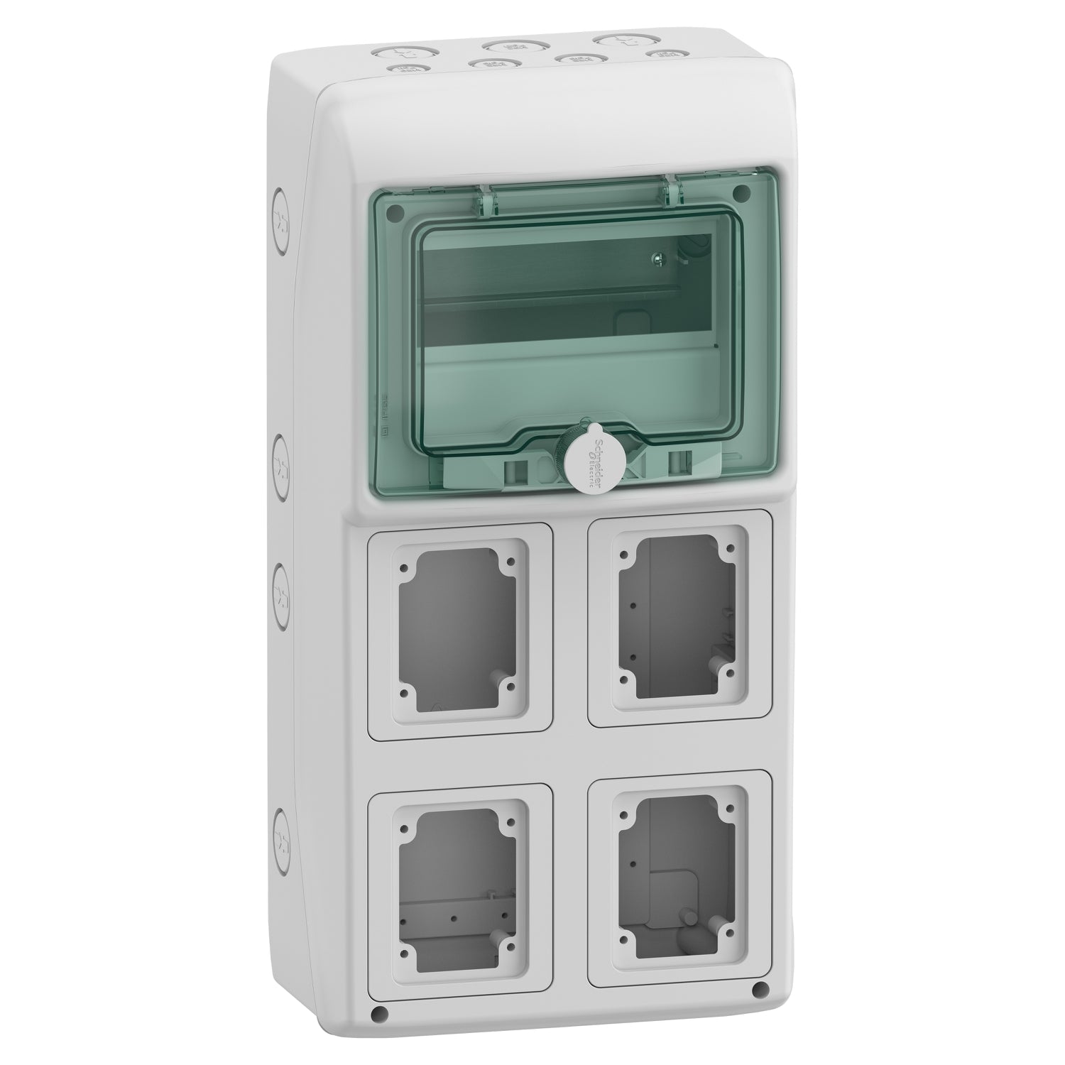 13179 - Cuadro eléctrico estanco Kaedra 1 Fila x 8 Módulos con 4 aperturas Schneider