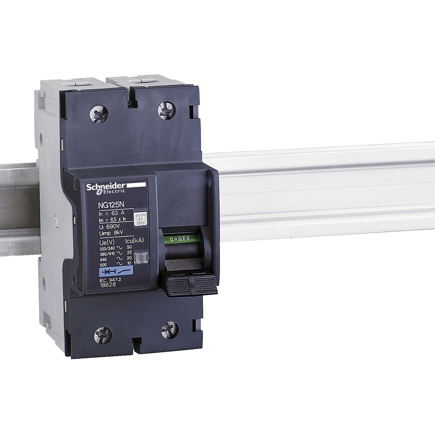 18629 - Interruptor Magnetotérmico Bipolar Acti9 NG125N 2P 80A Curva C 25kA Schneider