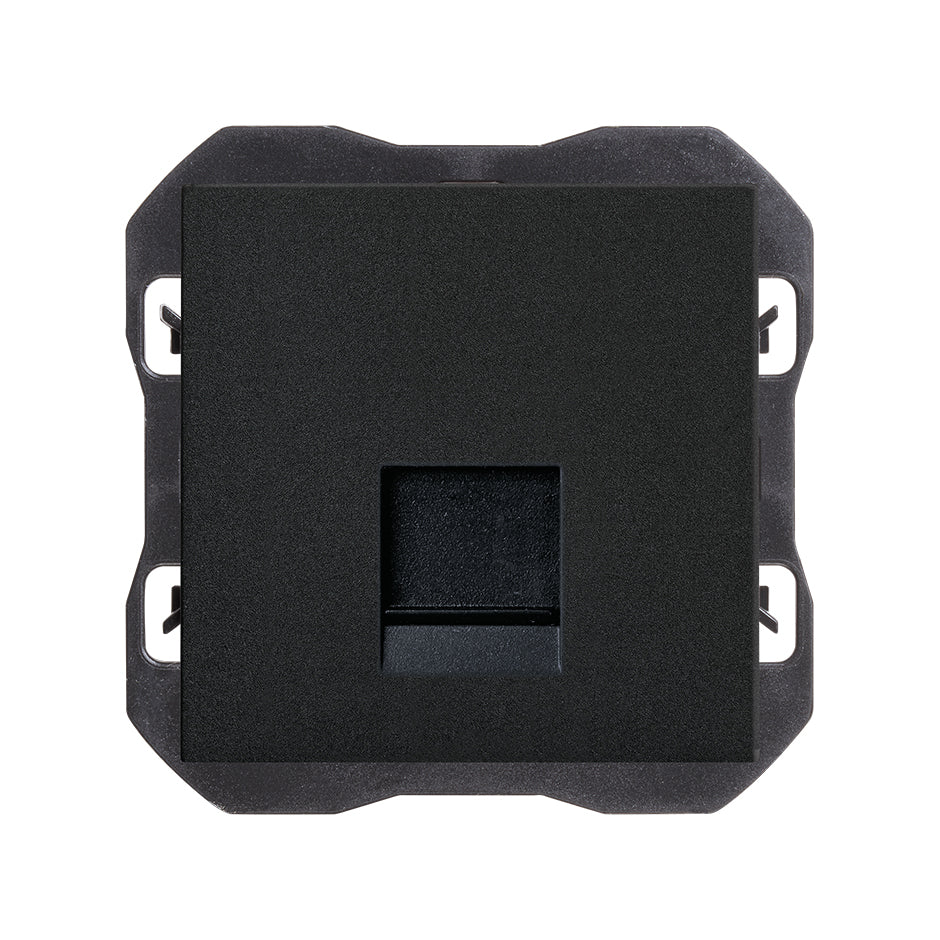 20000087-098 - Tapa de voz y datos plana con guardapolvo para 1 conector RJ45 negro mate Simon 270
