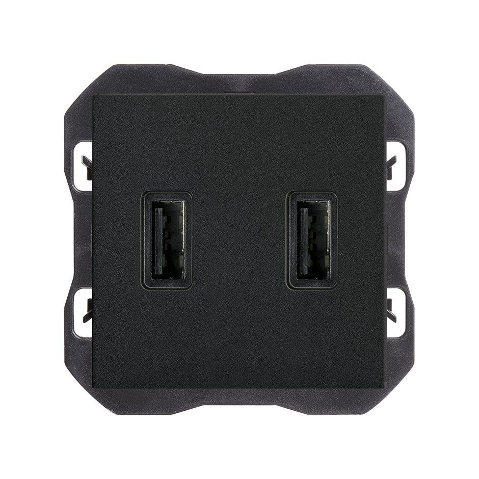 20000096-098 - Cargador USB doble 2,1A tipo A negro mate Simon 270