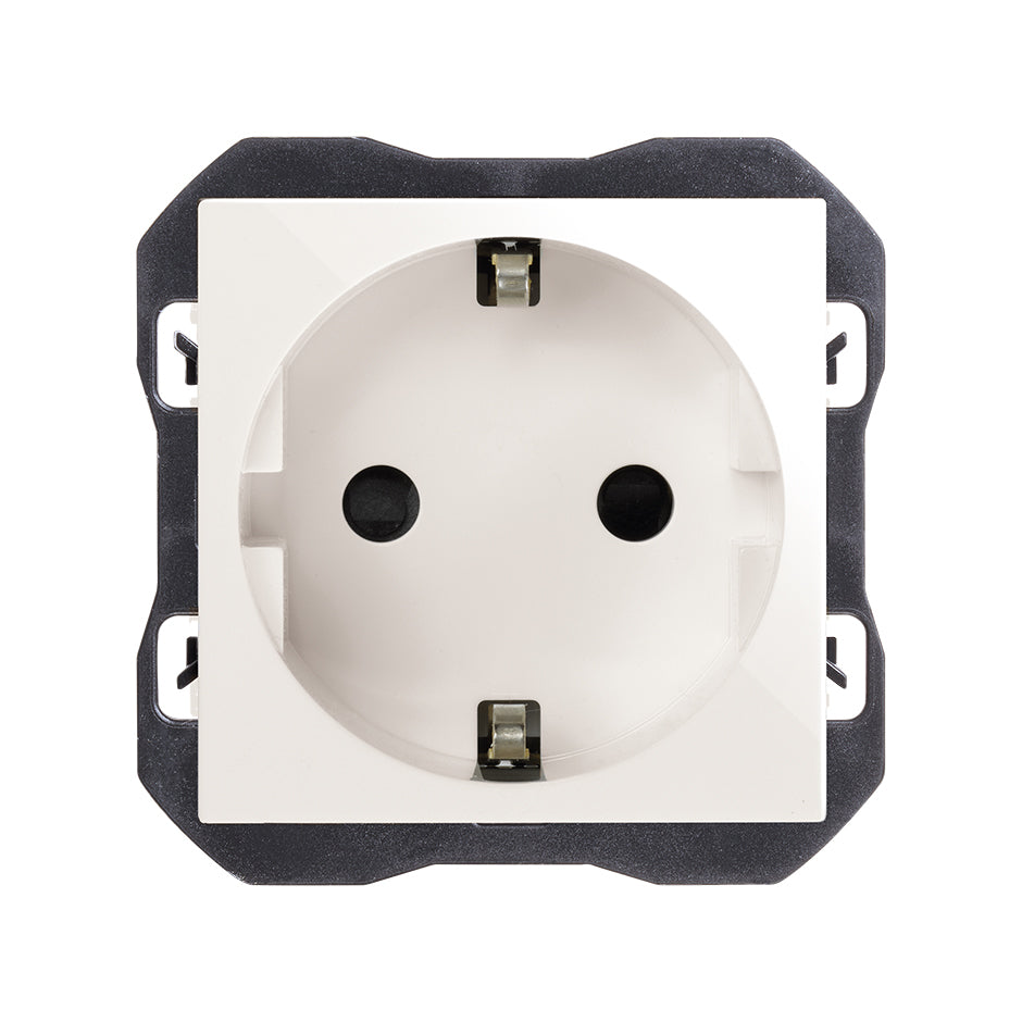 20000432-090 - Base de enchufe schuko 16A 250 V~ con sistema de embornamiento a tornillo blanco Simon 270