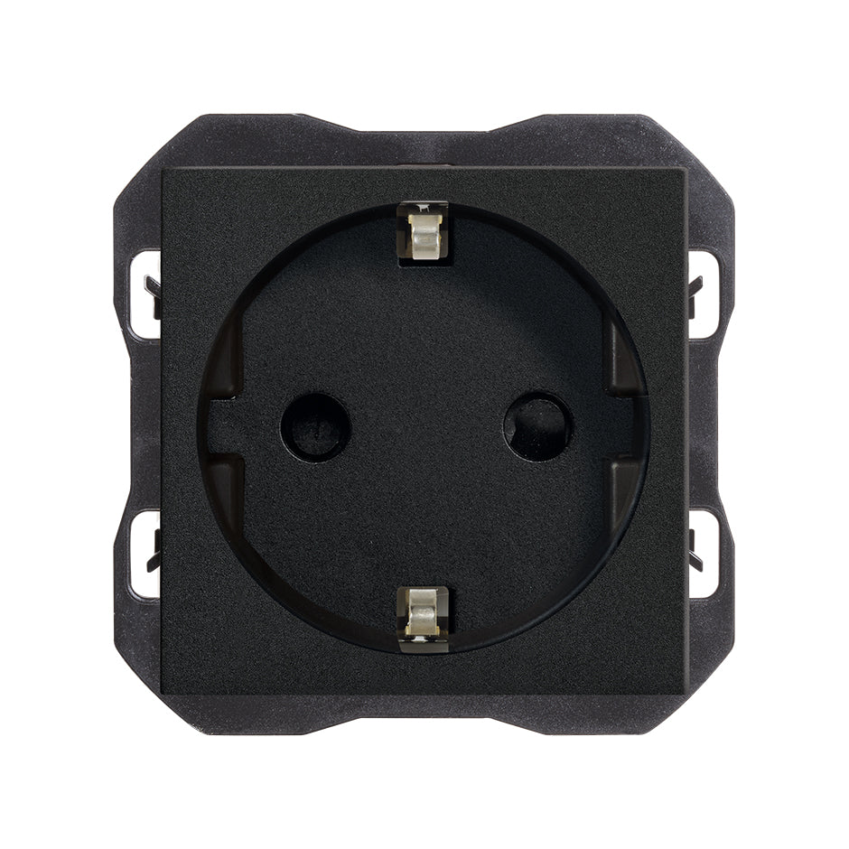 20000432-098 - Base de enchufe schuko 16A 250 V~ con sistema de embornamiento a tornillo negro mate Simon 270