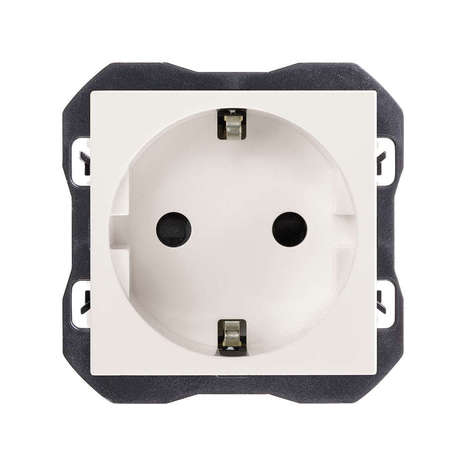 20000432-190 - Base de enchufe schuko 16A 250 V~ con sistema de embornamiento a tornillo blanco mate Simon 270