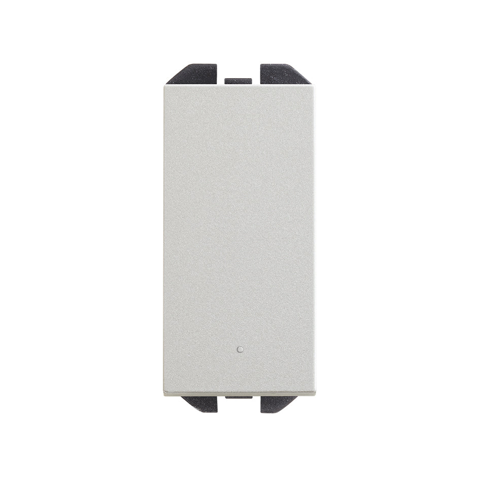 20001101-093 - Interruptor unipolar pulsante 10AX 230V~ de tecla estrecha con sistema de embornamiento rápido aluminio Simon 270