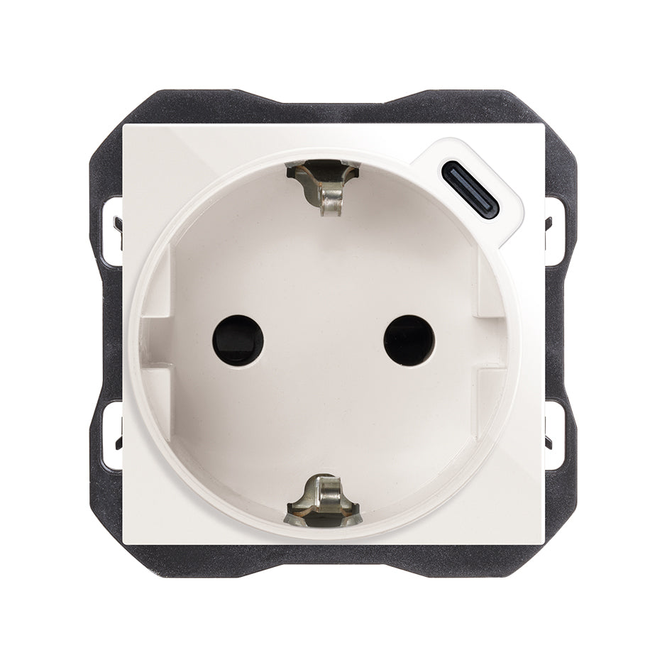 20001432-090 - Base schuko 16 A 250V~ con cargador USB C 10,5W blanco Simon 270